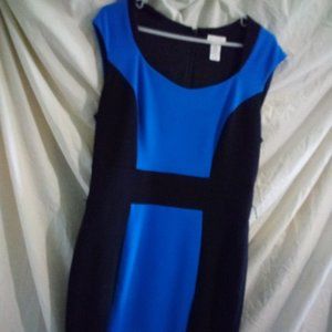 Cache Spandex Round Neck Form Fitting Blue Cocktail Dress Size 14